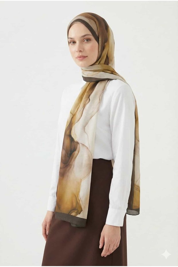 Lavin Scarfs Degrade Motion Collection Viscose Shawl Khaki
