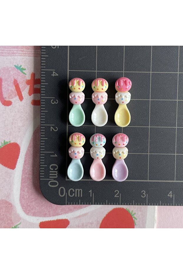 20pcs Mini Nail Art Accessories Cute Forks Ice Cream Spoons Strawberry Chopsticks Tableware Resin Na