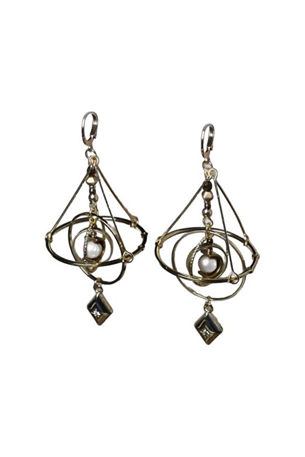 Hook Creative Star Orbit Earrings For Women Heliometer Geometric Dangle Earrings Trendy Metal Ear Ri