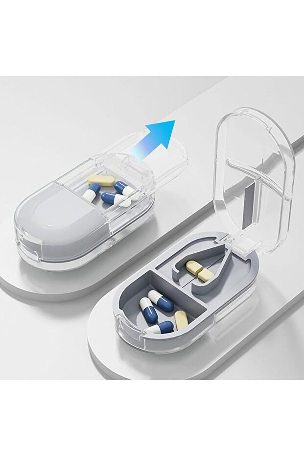 Small Transparent white 1pc Pill Cutter, For Cutting Small Or Large Pills In Half, Cuts Pills, Vitam