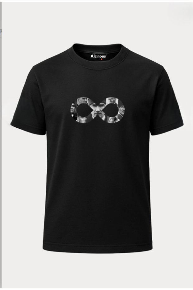 Black Unisex Printed Cotton Crewneck Oversized T-Shirt
