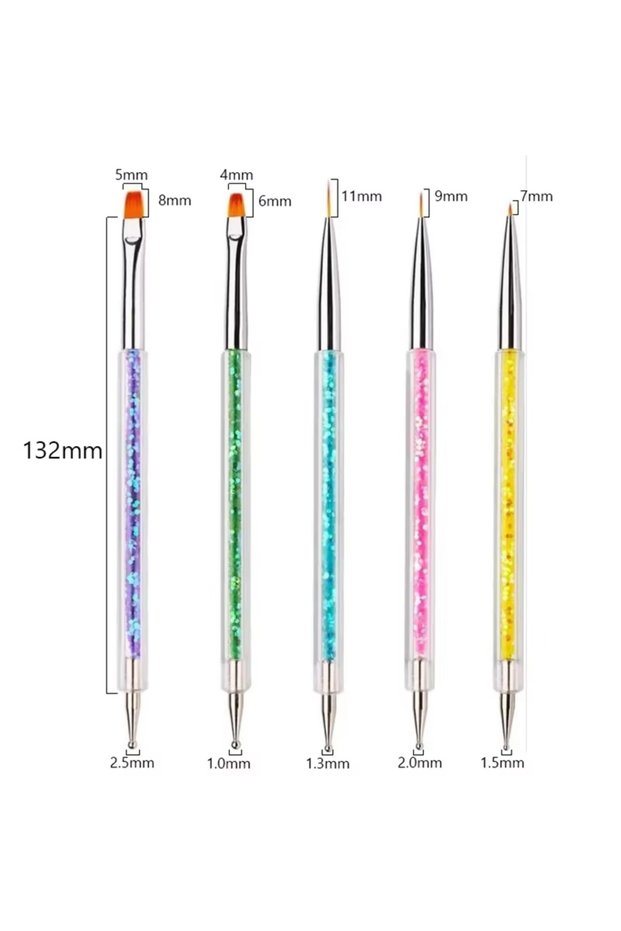 01 5Pc Nails Art Dotting Pen Acrylic Drawing Liner Supplies Brush Rhinestone Gems Picker UV Gel Pain