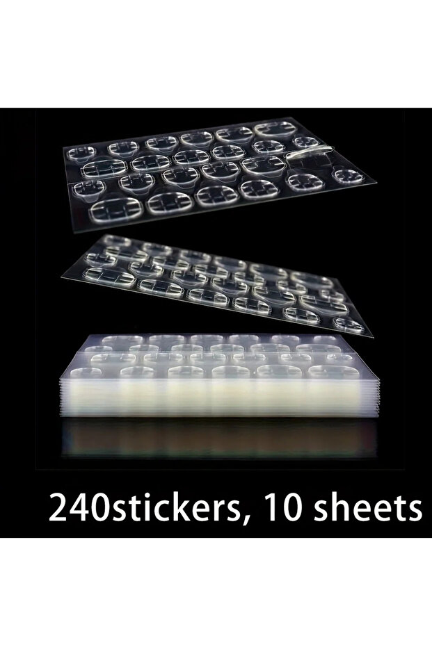 10 Sheets 1200-240 Ultra-Thin 50-10 Sheets Double-Sided Gel Nail Stickers Jelly Glue Super Sticky Wa