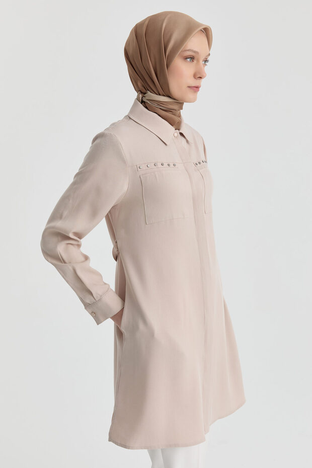 Süs Cepli Tunik - Bej - 3
