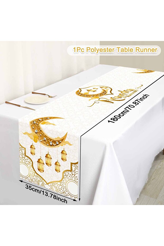 32 White Gold Ramadan Kareem Table Runner Ramadan Decor For Home Tablecloth Ramadan Kareem Islamic M