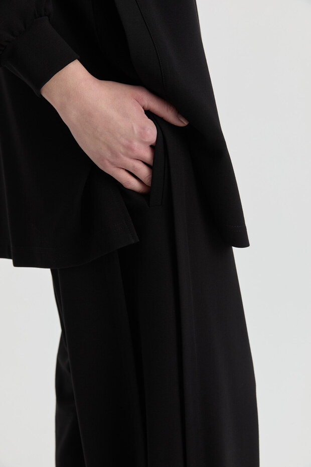 Aller Detaylı Örme Pantolon - Siyah - 3