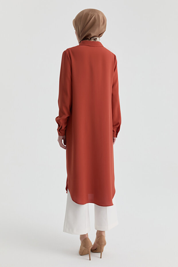 Gizli Patlı Basic Tunik - Turuncu - 5