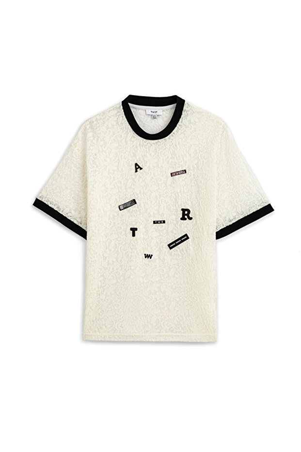 ÇİÇEK DESEN PATCH'Lİ OVERSIZE TİŞÖRT - 3