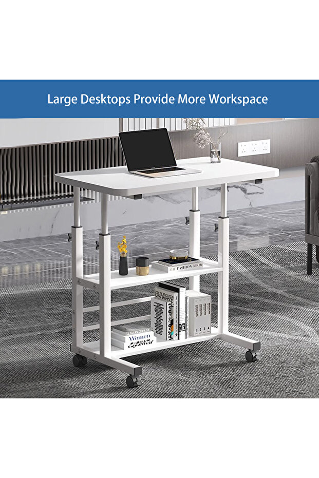 Mobile Standing Desk,Adjustable Height Computer Desk,Overbed Bedside Desk,Sofa Side Table - 3