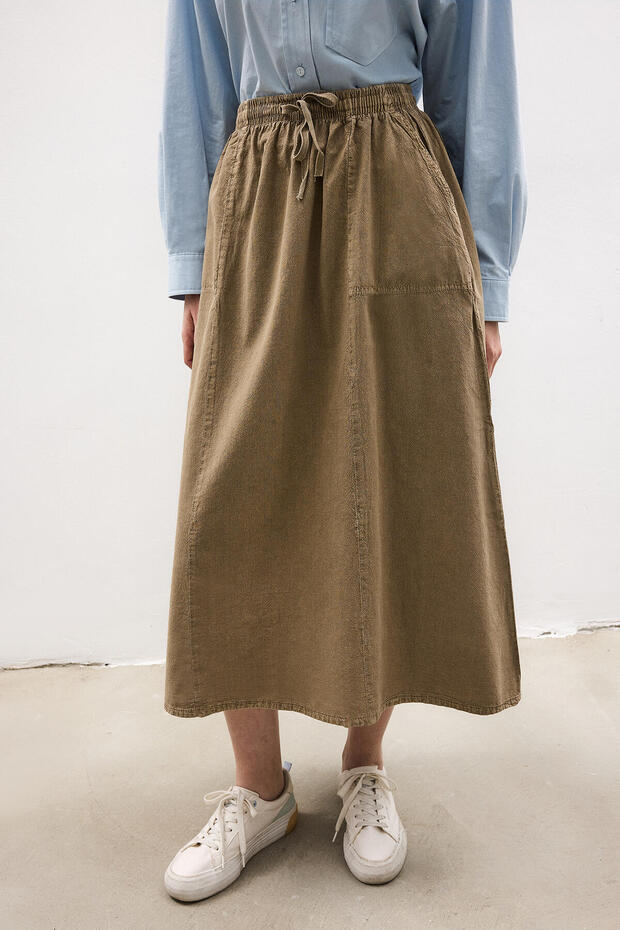 ELASTİK BEL CEPLİ ETEK - 3