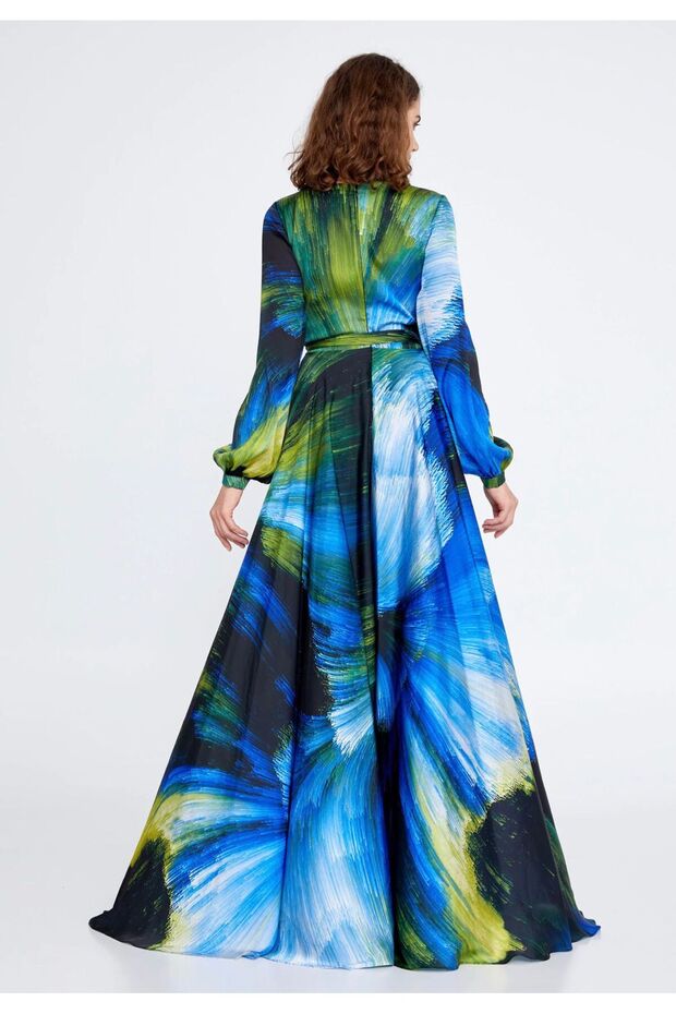 Vefastyle Seeline, rochie lunga de seara, satin - 3