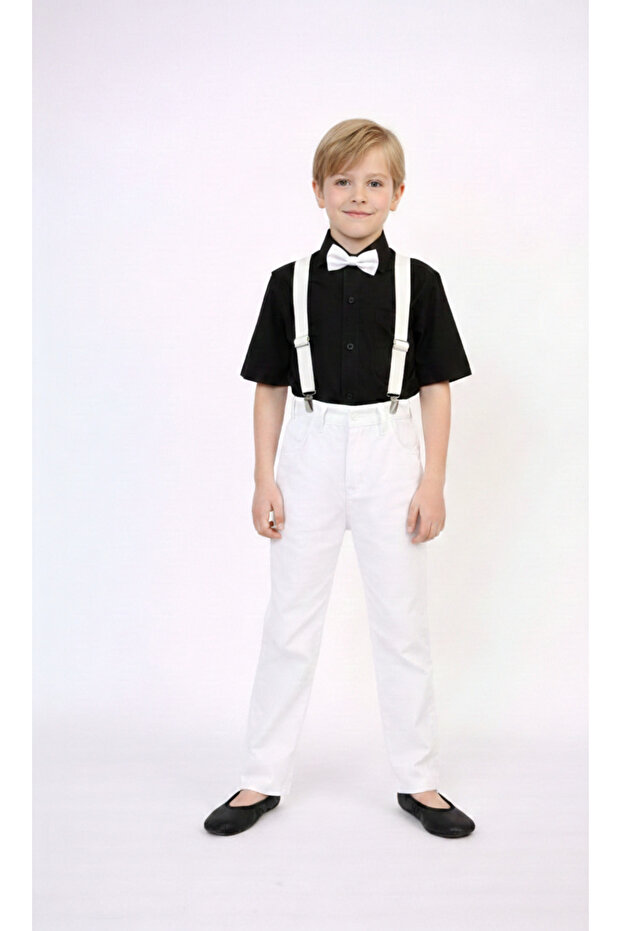 Boy's Pants, Short-Sleeved Shirt and Bow Tie Suspender Set 23 April-Special Holidays