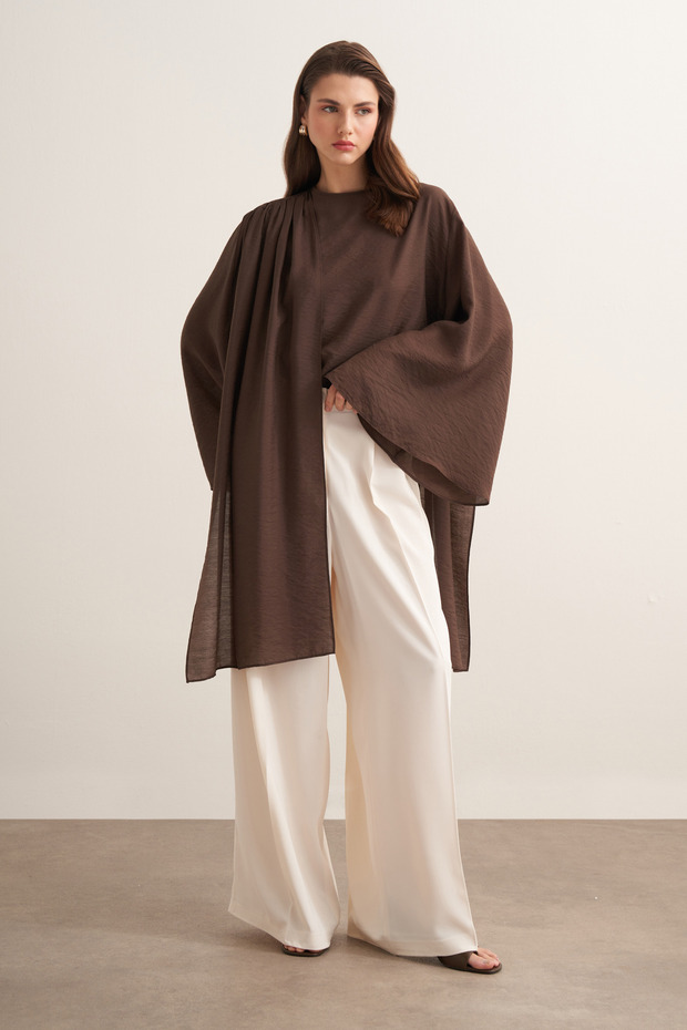 Nova Şal Form Bluz Kahve - 4