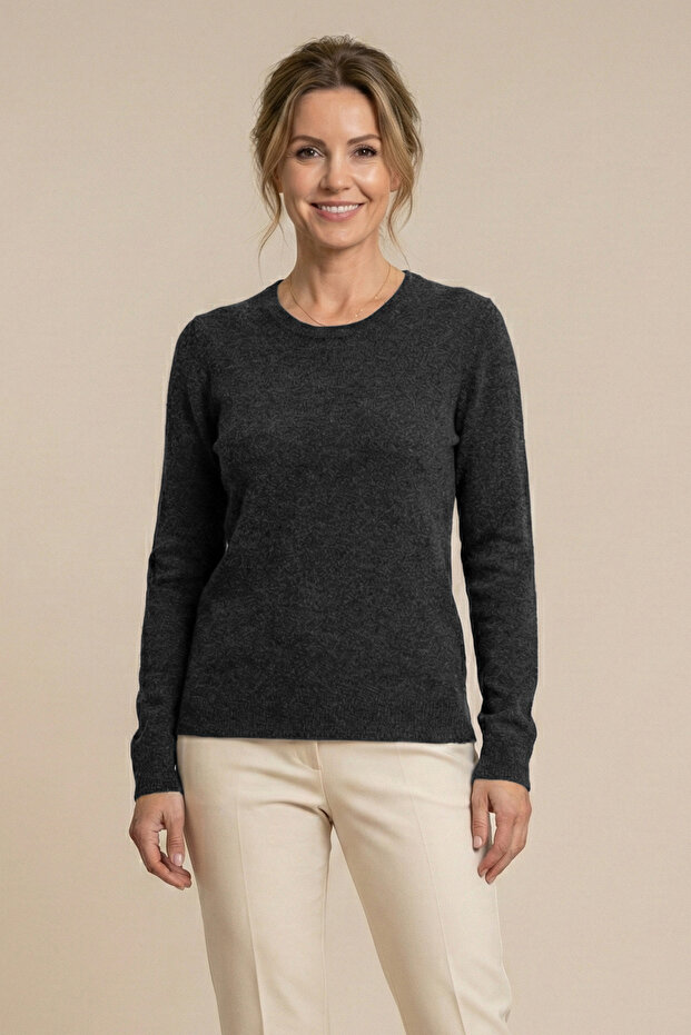 Women's Plus Size Lycra Crew Neck Long Sleeve Soft Sweatshirt Mom Blouse