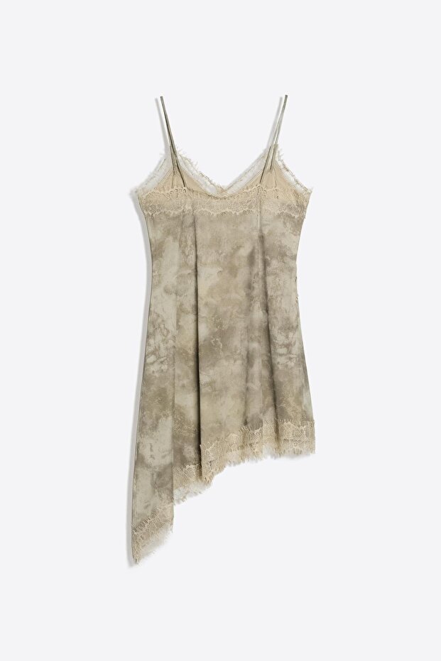 Dantelli tül mini elbise - 6