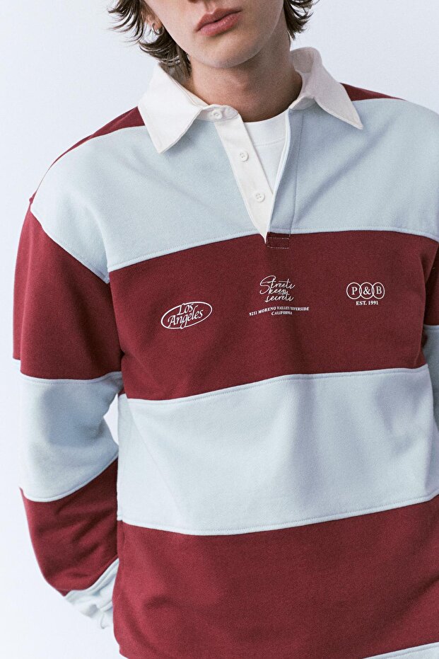 Çizgili uzun kollu polo - 7