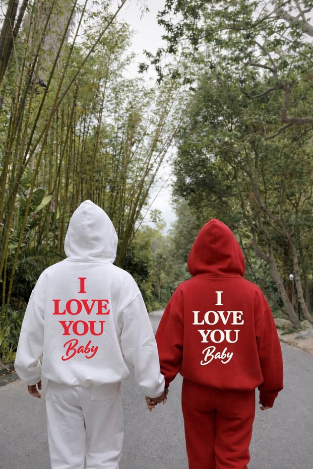Couple Combination Hoodie February 14 Valentine's Day I Love You Printed 2-Piece Price