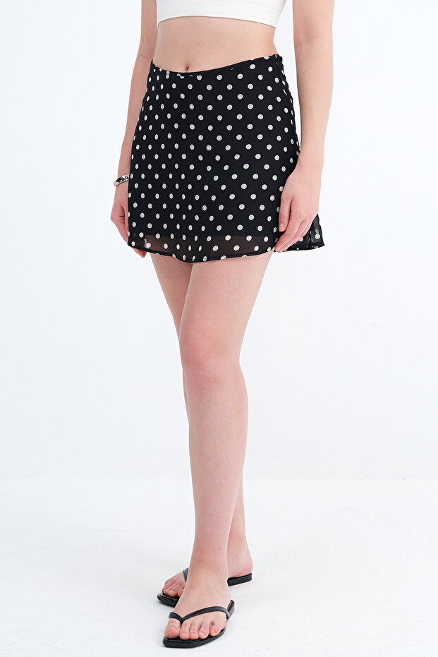 Puantiyeli Mini Etek E17588 - 2