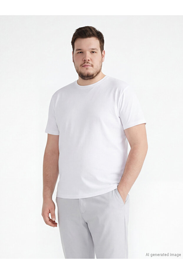 White Crew Neck Combed Cotton Men's T-Shirt