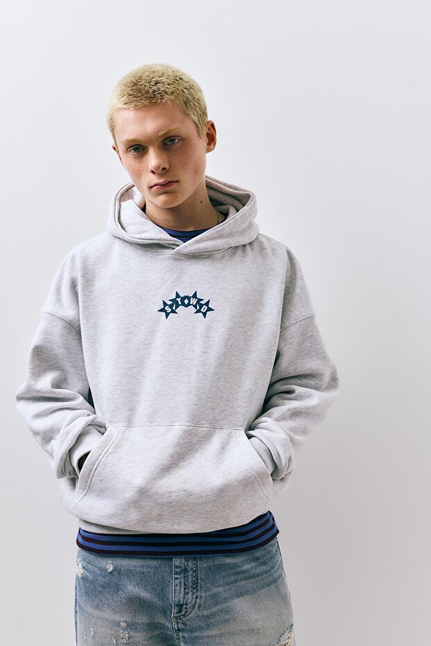 Boxy kesim kapüşonlu STWD sweatshirt - 2