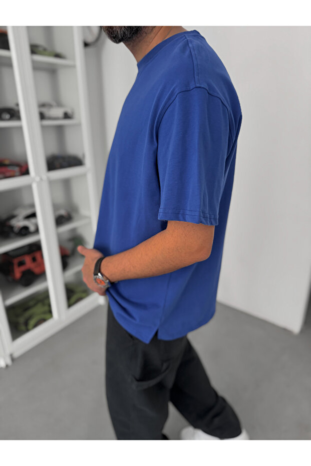 Μπλουζάκι Basic Oversize με Μπλε Σκίσιμο C-007 - 5