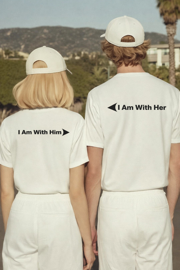 February 14 Couple Combination T-Shirt Valentine's Day 2-Pack Price T-Shirt with Him-Her Print
