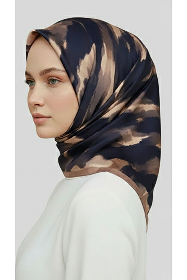 Morya Patterned Rayon Scarf - Brown - 2