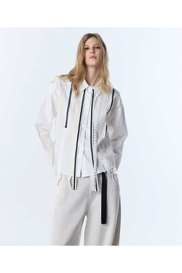 KONTRAST ŞERİTLİ GÖMLEK - 2