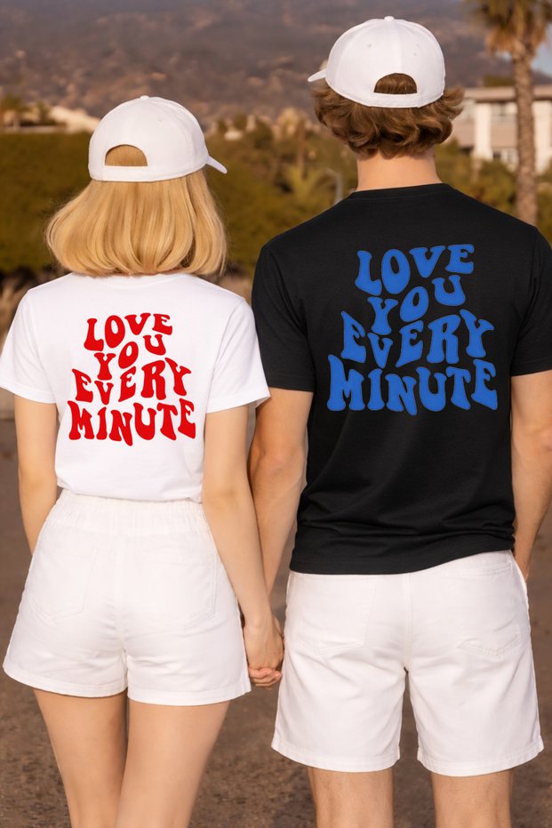 T-Shirt Valentine's Day (Valentine's Day) February 14 Couple Combination T-Shirt 2-Pack Price Love You Printed