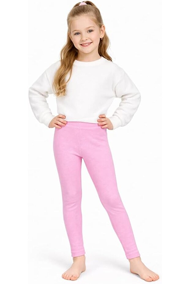 Girl's Winter Warm Leggings in Burgundy - Fleece Inside, Keeps Warm, Doesn'T Show through