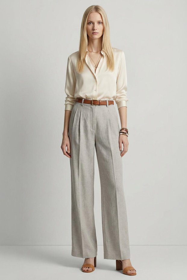 Gray Pens Detail Palazzo Pants 8378A
