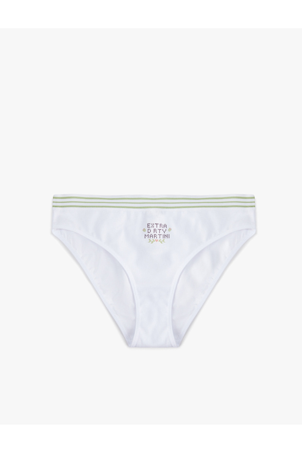Cotton Comfortable Fit Striped Waist Detail Printed Brief Panties
