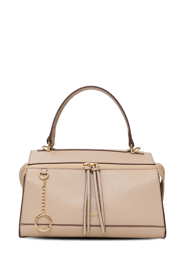 Women's Postman Crossbody Bag Beige-Burgundy Us25556 – Casual Stylish Design, Lightweight and Practical