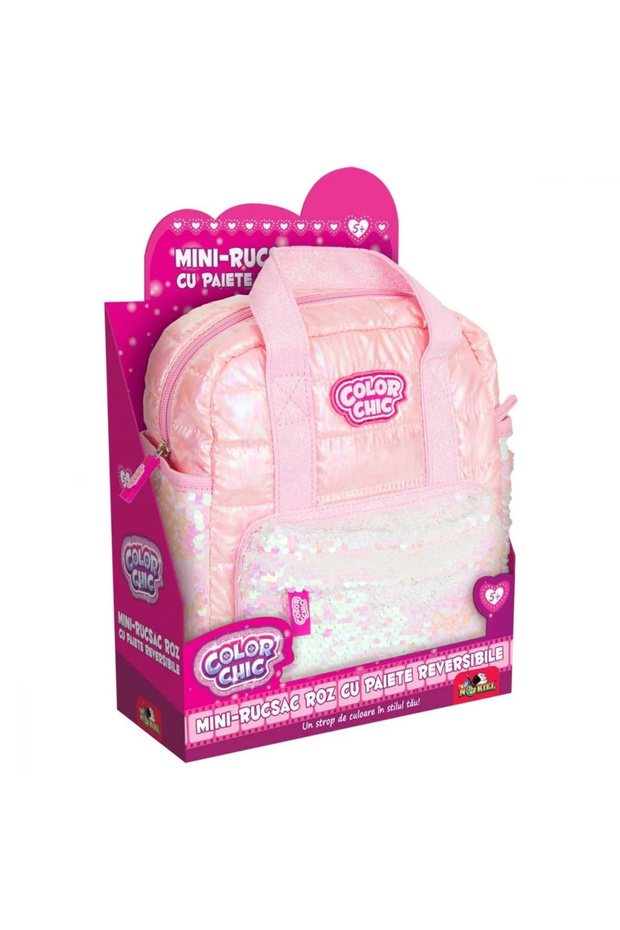 Pink backpack with reversible sequins, - 3