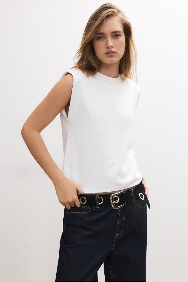 Basic vatkalı t-shirt - 1