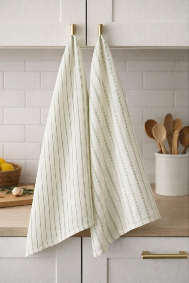 100% Cotton Double Layer Muslin Kitchen Drying Cloth Set of 2 40X60 cm Absorbent Soft Kitchen Towels - Elv