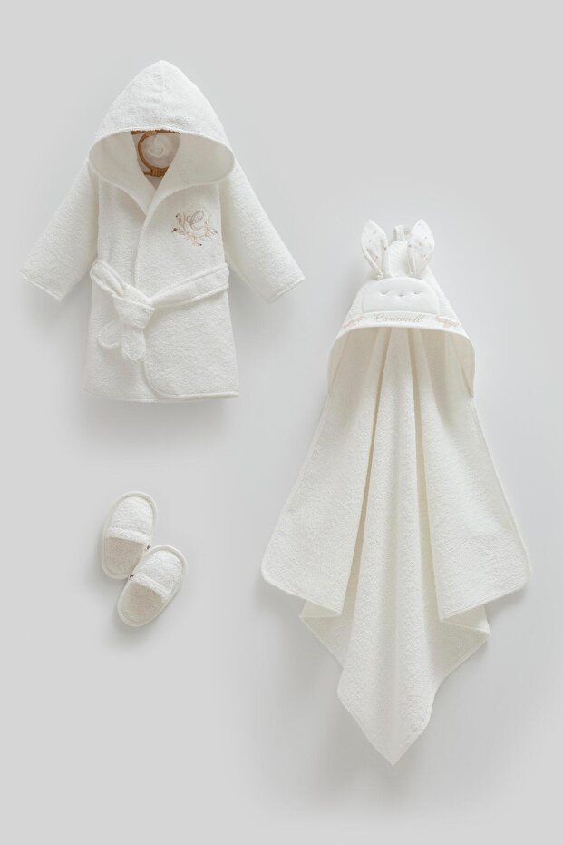 Premium Milano Girls' Robe Set Ecru