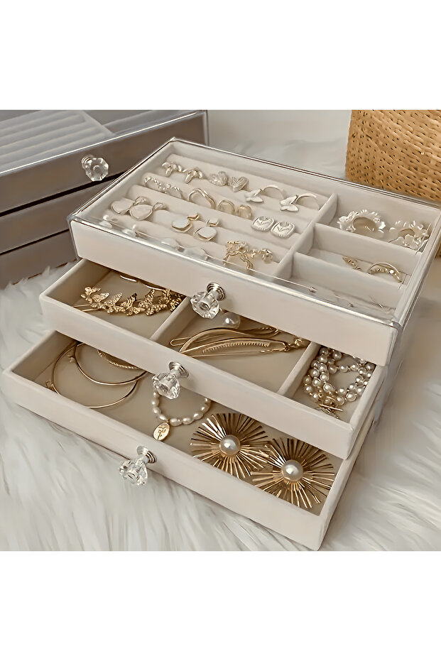 3-Tier Jewelry Box and Organizer with Drawers
