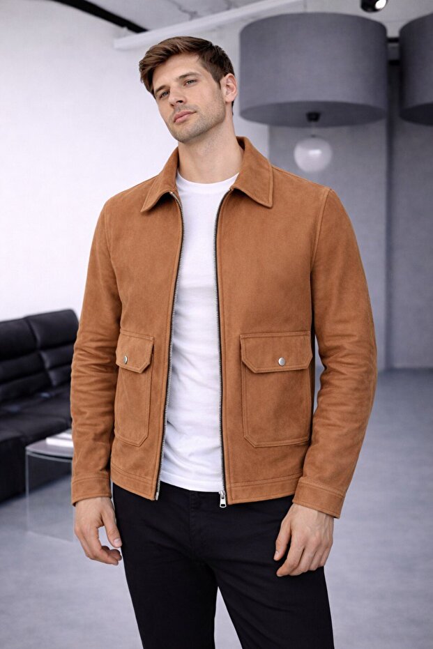 Cep Detaylı Basic Süet Ceket - 2