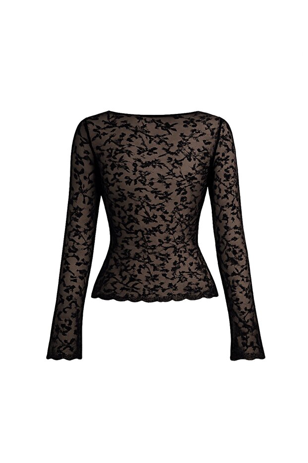 Desenli Transparan Bluz - 4