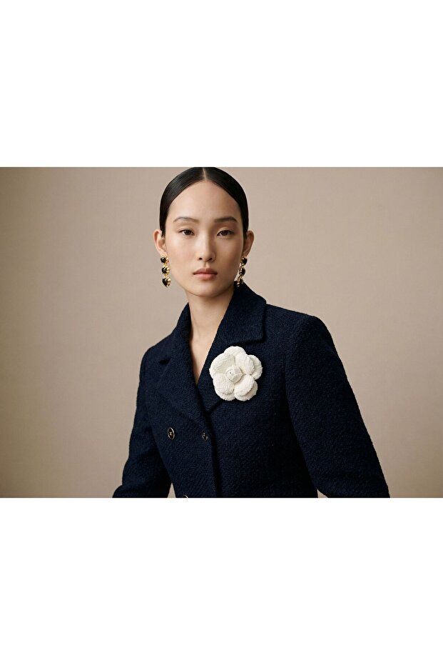 Tweed kumaş Kamelya Broş - 2