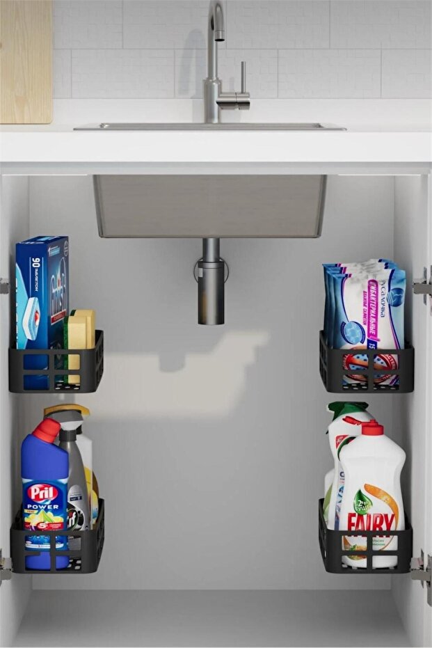 4 قطع من رفوف الحمام ذات اللصق القوي، رفوف الحمام، رفوف المطبخ، رفوف تحت الطاولة، منظم متعدد الأغراض