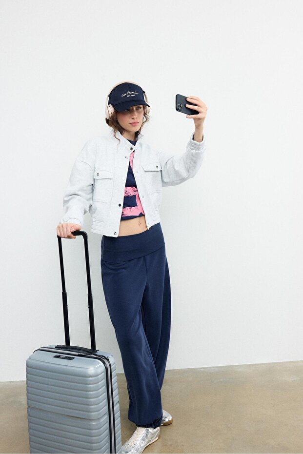 Dik yaka sweatshirt ceket - 1