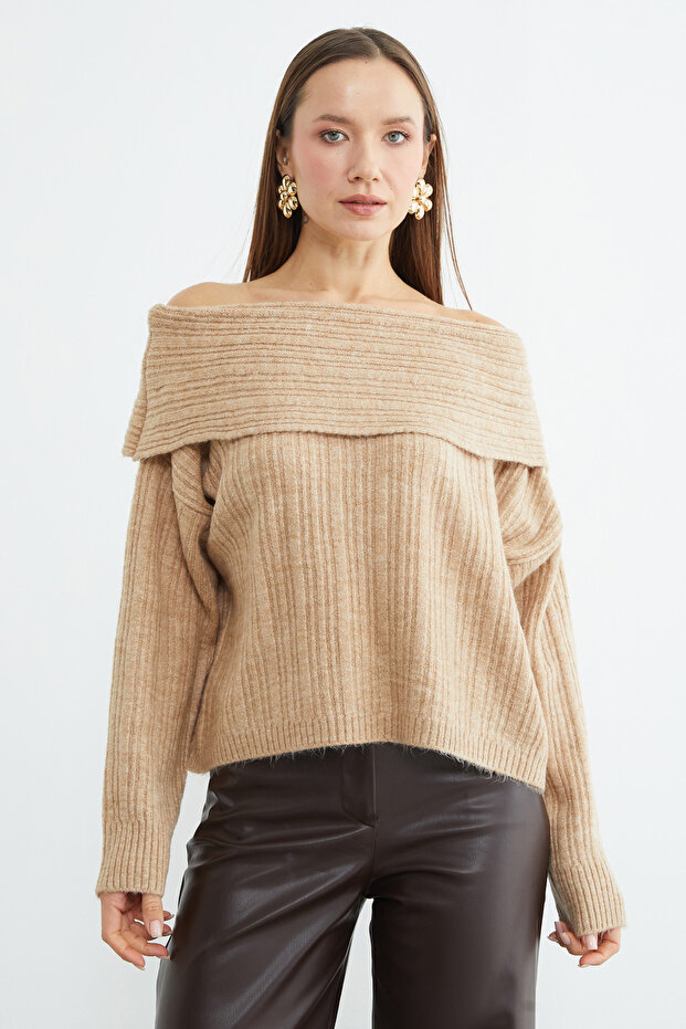 Basic Madonna Yaka Salaş Triko Kazak - 5