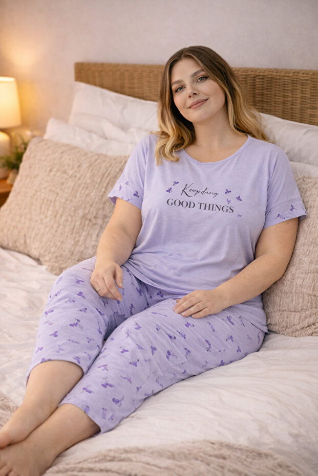 Women's Plus Size Comfortable Pajama Set – Soft Textured, Comfortable Loungewear
