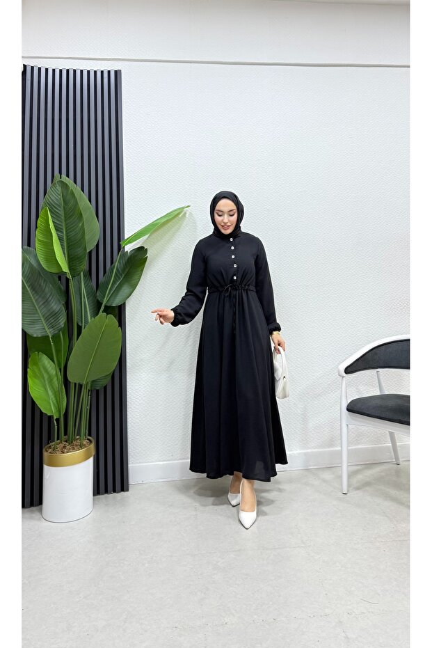 düğmeli aerobin elbise kadın - 5