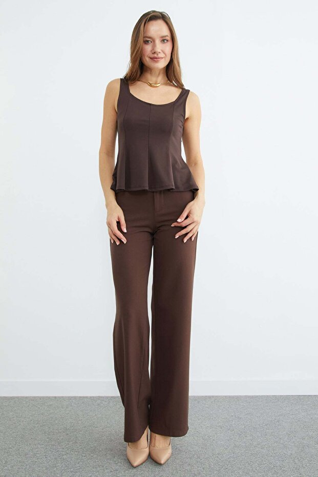 Kalın Askılı Peplum Bluz - 4