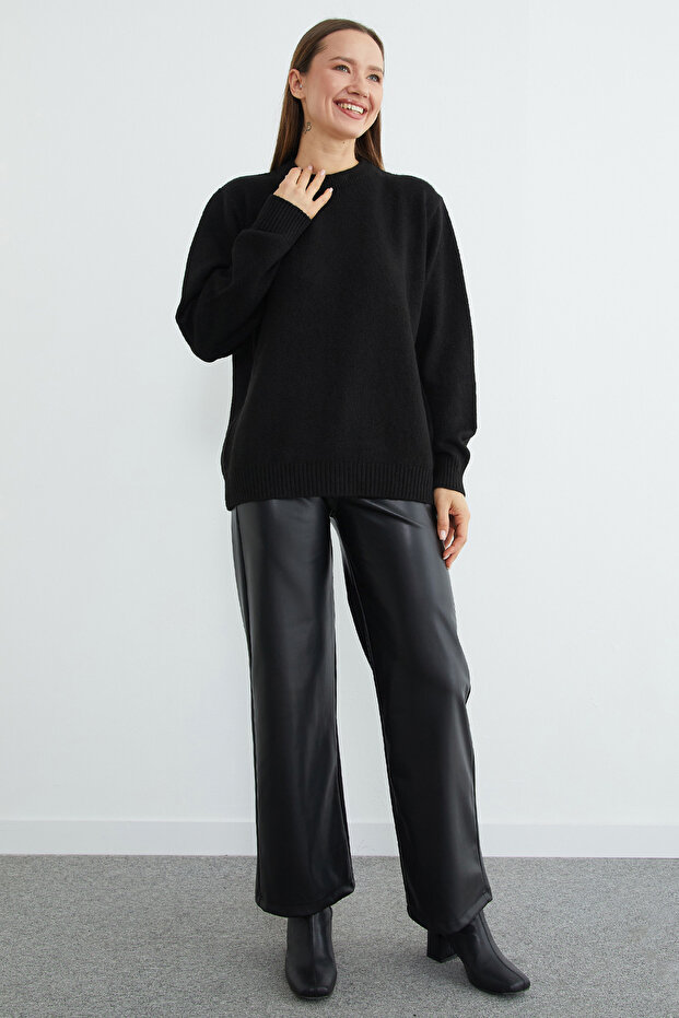 Basic Bisiklet Yaka Salaş Triko Kazak - 2