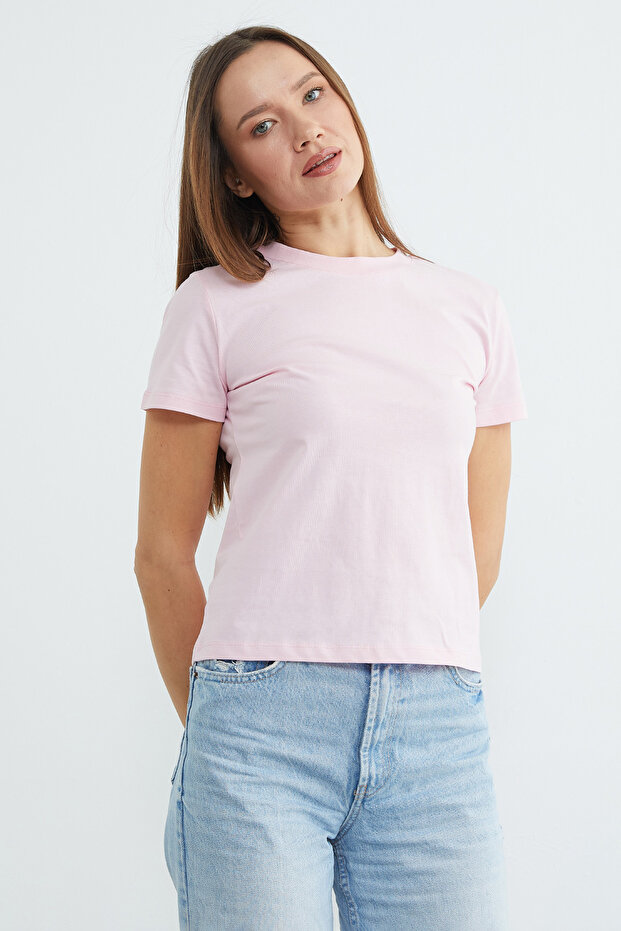 Basic Bisiklet Yaka Tişört - 3