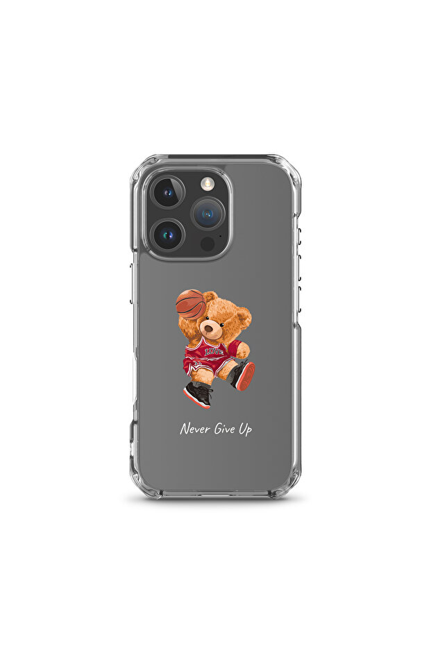 حافظة إطلاق مطبوعة بتصميم دب تيدي لا ينفك عنده أمل، متوافقة مع آيفون 16 برو - 1